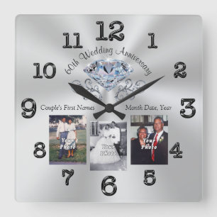 Diamantene Hochzeitsgeschenk Ideen Ihre Fotos, Tex Quadratische Wanduhr