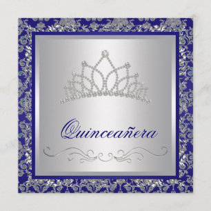 Diamantene Tiara königliche Marineblaue Quinceaner Einladung