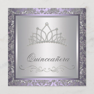 Diamantene Tiara Purple Quinceanera Einladung