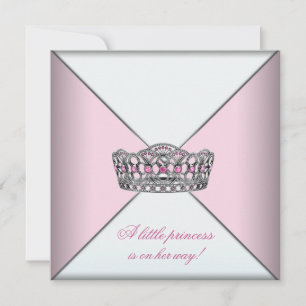 Diamantene Tiara Rosa Prinzessin Babyparty Einladung