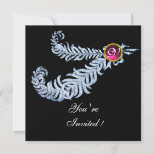 DIAMANTENFEATHER MONOGRAMM ,rot Rubin ,rosa Einladung