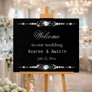 Diamantenglitzer Willkommen auf unserer Hochzeitsp Poster