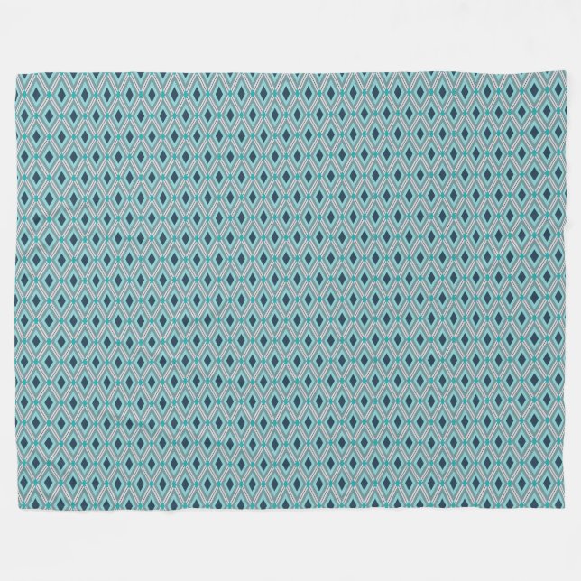 Diamantenmuster im Aquamarinen Hintergrund Fleecedecke (Vorderseite (Horizontal))