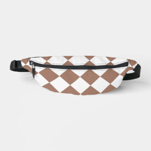 Diamantenmuster in Weiß und Mocha Mousse Bauchtasche