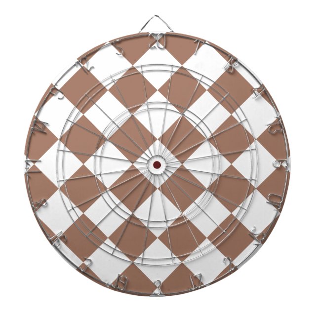 Diamantenmuster in Weiß und Mocha Mousse Dartscheibe (vorne)