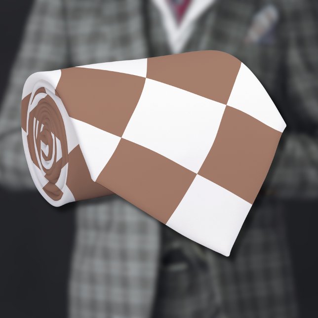 Diamantenmuster in Weiß und Mocha Mousse Krawatte (Von Creator hochgeladen)