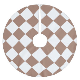 Diamantenmuster in Weiß und Mocha Mousse Polyester Weihnachtsbaumdecke