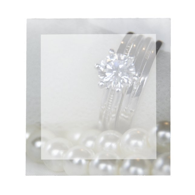 Diamantenrings und White Pearls Wedding Notizblock (Vorderseite)