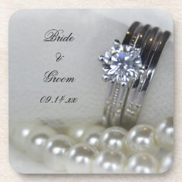 Diamantenrings und White Pearls Wedding Untersetzer