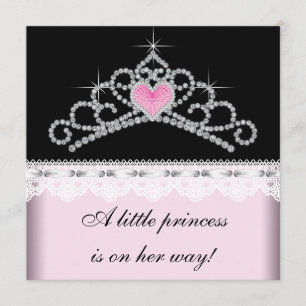 Diamantentiarara Rosa Schwarze Prinzessin Baby Sho Einladung