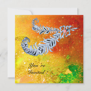 DIAMANTFEDERN, braun gelb grün goldene Funken Einladung