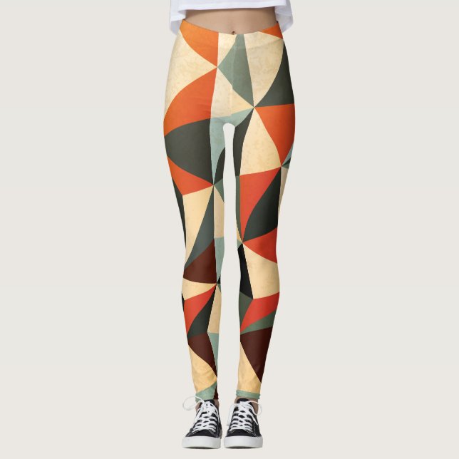 Diamantform: Abstraktes Vintages Design Leggings (Vorderseite)