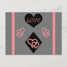 Diamantform und Herz "Liebe" Postkarte