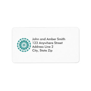 Diamantformate in Aquamarin Türkis, Mandala-Adress Adressaufkleber
