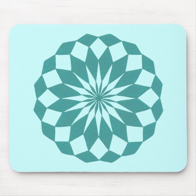 Diamantformate in Aquamarin türkisfarbenen Mandala Mousepad (Vorne)