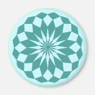 Diamantformen in Aquamarin türkisfarben, Mandala-M Magnet