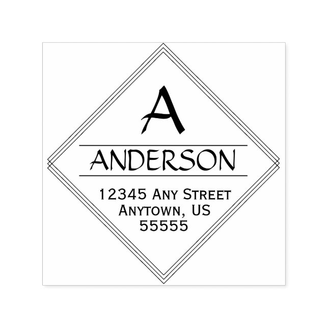 Diamantförmige Kalligraphie-Rücksendeadresse Permastempel (Design)