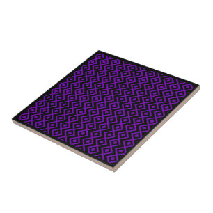 Diamantförmiges Harlekin-Muster Schwarz und Lila Fliese
