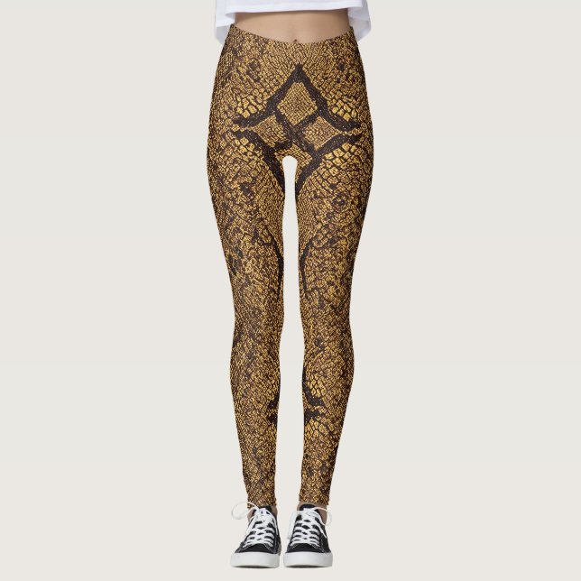 Diamantgestütztes Schlangenmuster Leggings (Vorderseite)