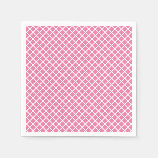 Diamantgitter Weiß - Fuchsienrosa Serviette (Vorderseite)