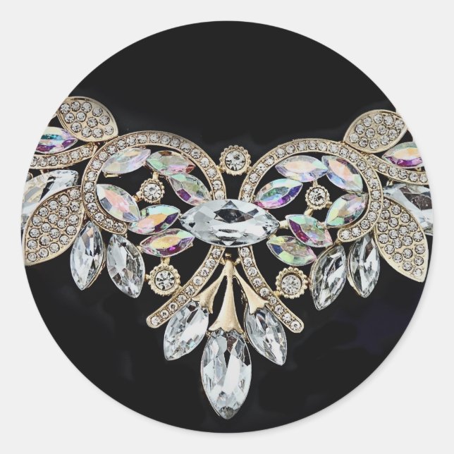 Diamanthalskette silber schwarz runder aufkleber (Vorderseite)