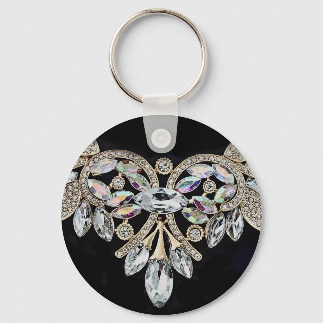 Diamanthalskette silberfarbenes Kristall-Look Schlüsselanhänger (Vorderseite)