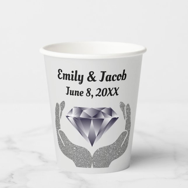 Diamanthandhochzeit Pappbecher (Vorderseite)