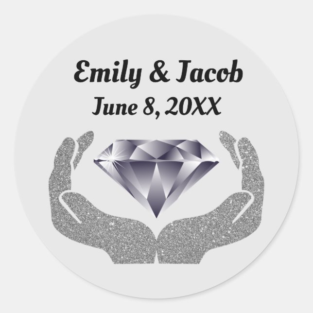 Diamanthandhochzeit Runder Aufkleber (Vorderseite)