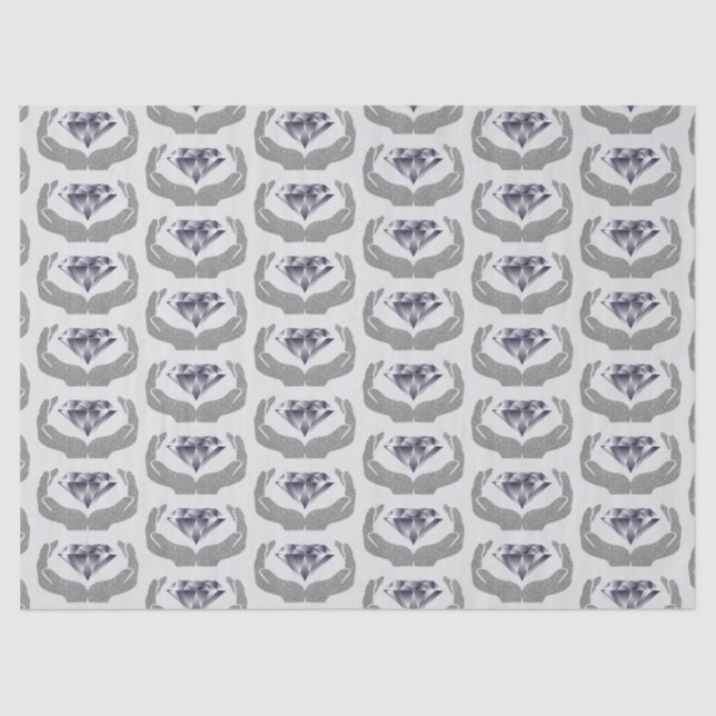 Diamanthandschuhe Hochzeitszettel Seidenpapier (Vorderseite)