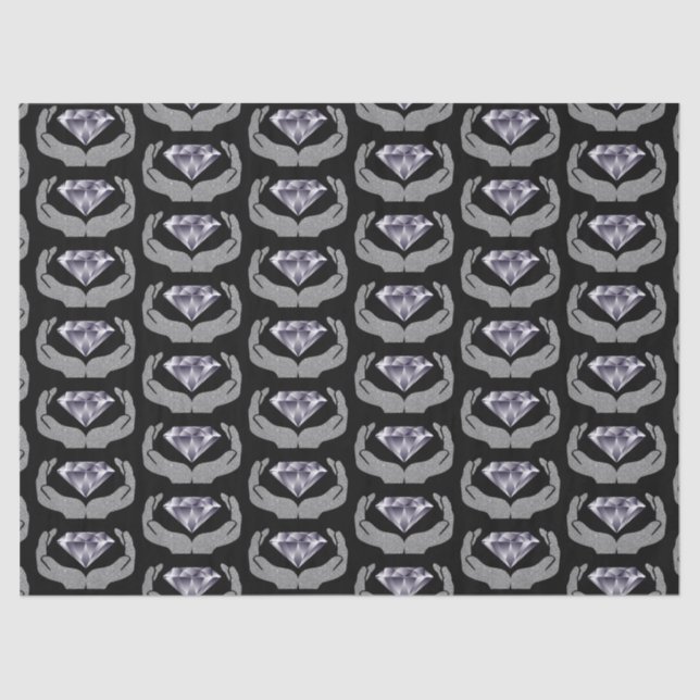 Diamanthandschuhe Hochzeitszettel Seidenpapier (Vorderseite)