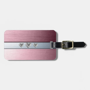 Diamantherzen auf hellrosa silbernen Hintergrund Gepäckanhänger