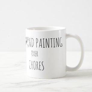Diamantmalerei anstelle von Hausarbeit Kaffeetasse