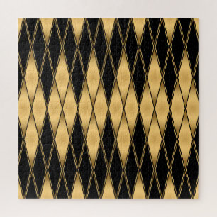 Diamantmotiv: gold-schwarzes elegantes Muster. Puzzle