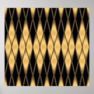 Diamantmotiv: goldschwarz elegantes Muster. Poster