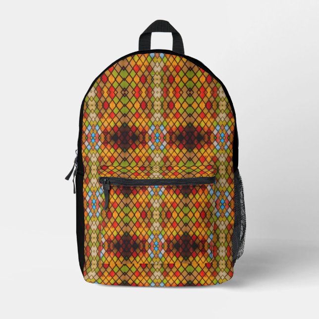 Diamantmuster aus Buntglas Bedruckter Rucksack (Vorderseite)