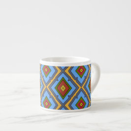 Diamantmuster Blau Rot Gelb Grün  Espressotasse