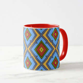 Diamantmuster Blau Rot Gelb Grün Tasse