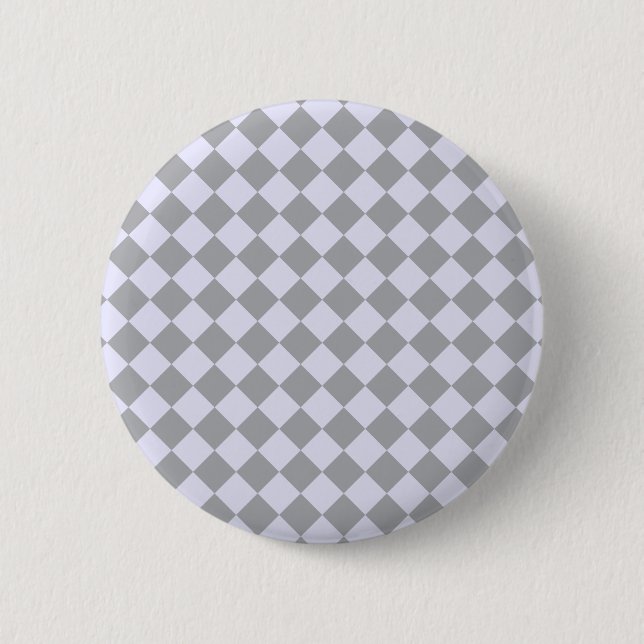 Diamantmuster in Grau und Lavendel Button (Vorderseite)