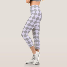 Diamantmuster in Grau und Lavendel Capri Leggings