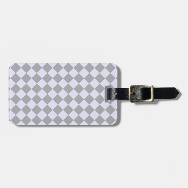 Diamantmuster in Grau und Lavendel Gepäckanhänger (Vorderseite horizontal)