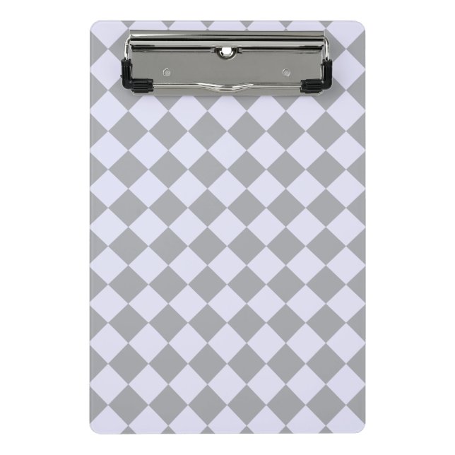 Diamantmuster in Grau und Lavendel Mini Klemmbrett (Vorderseite)