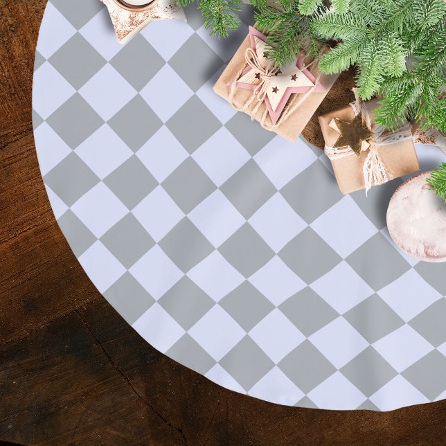 Diamantmuster in Grau und Lavendel Polyester Weihnachtsbaumdecke (Von Creator hochgeladen)