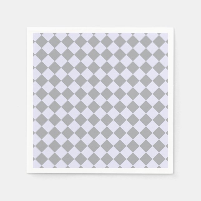 Diamantmuster in Grau und Lavendel Serviette (Vorderseite)