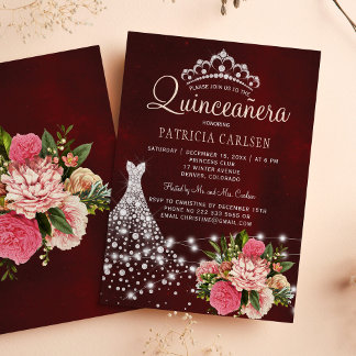 Diamantprinzessin kleidet bordeauxrotes, chic quin einladung