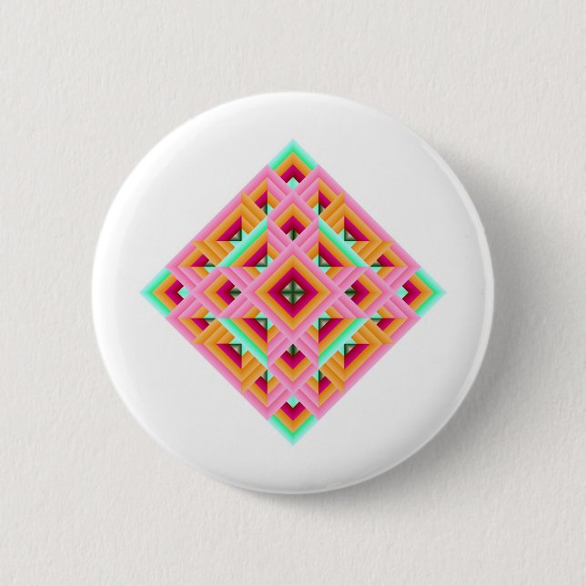 Diamantquilett in Rosa und Grün Button (Vorderseite)