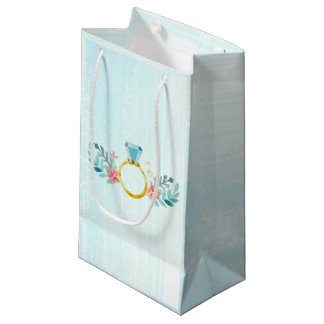Diamantring, Blue Watercolor-Blume Kleine Geschenktüte