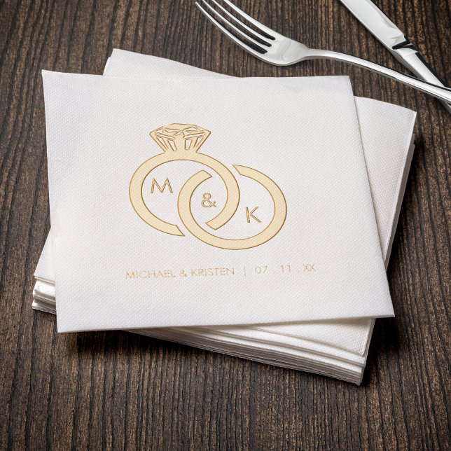 Diamantring Monogram Wedding Servietten Mit Folie (Diamond Ring Monogram Wedding Foil Napkins
)