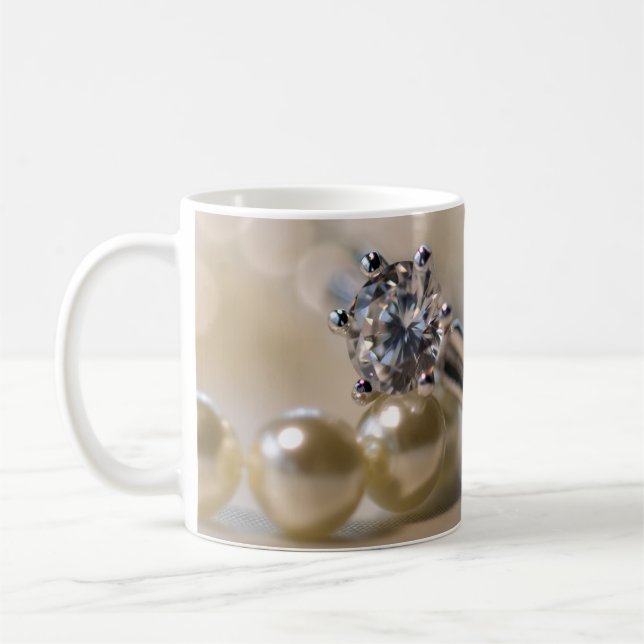 Diamantring und Perlen Hochzeit Tasse (Links)