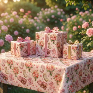 Diamantringe, Rosen & Luxus-Geschenkboxen-Muster Geschenkpapier Set