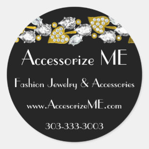 Diamantschmuck schwarz runder aufkleber